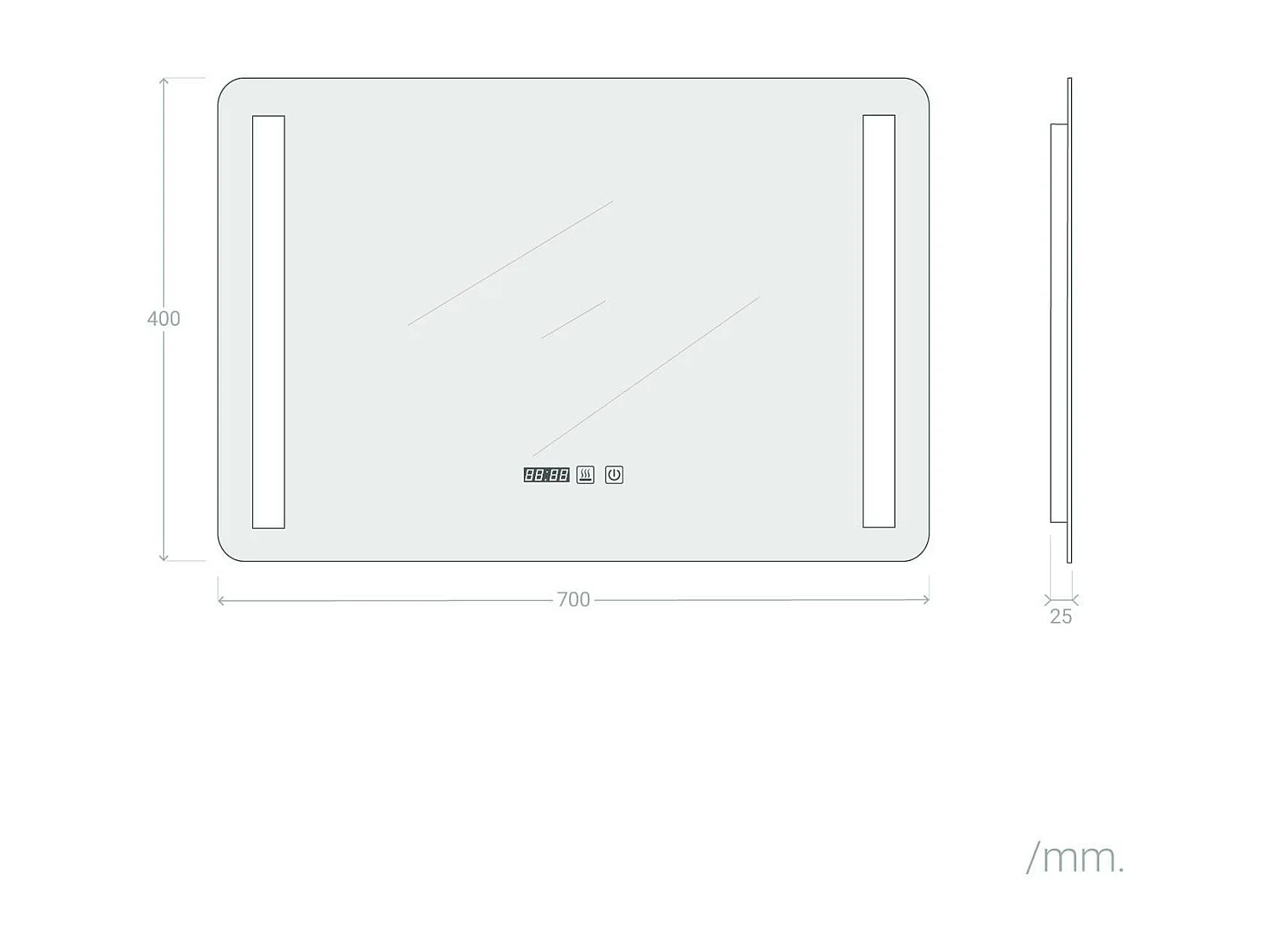 Miroir Salle de Bain avec Éclairage LED Anti-buée Similan 40x70 cm Sélectionnable (chaud-neutre-froid)