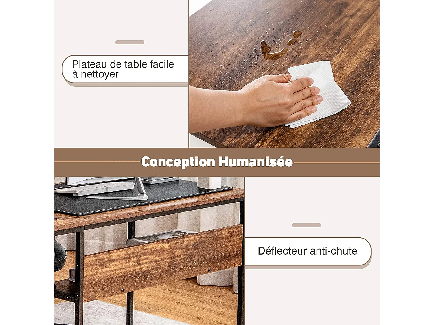 Bureau d'Ordinateur avec Étagère de Rangement, 120 x 60 x 75 cm (Noir)