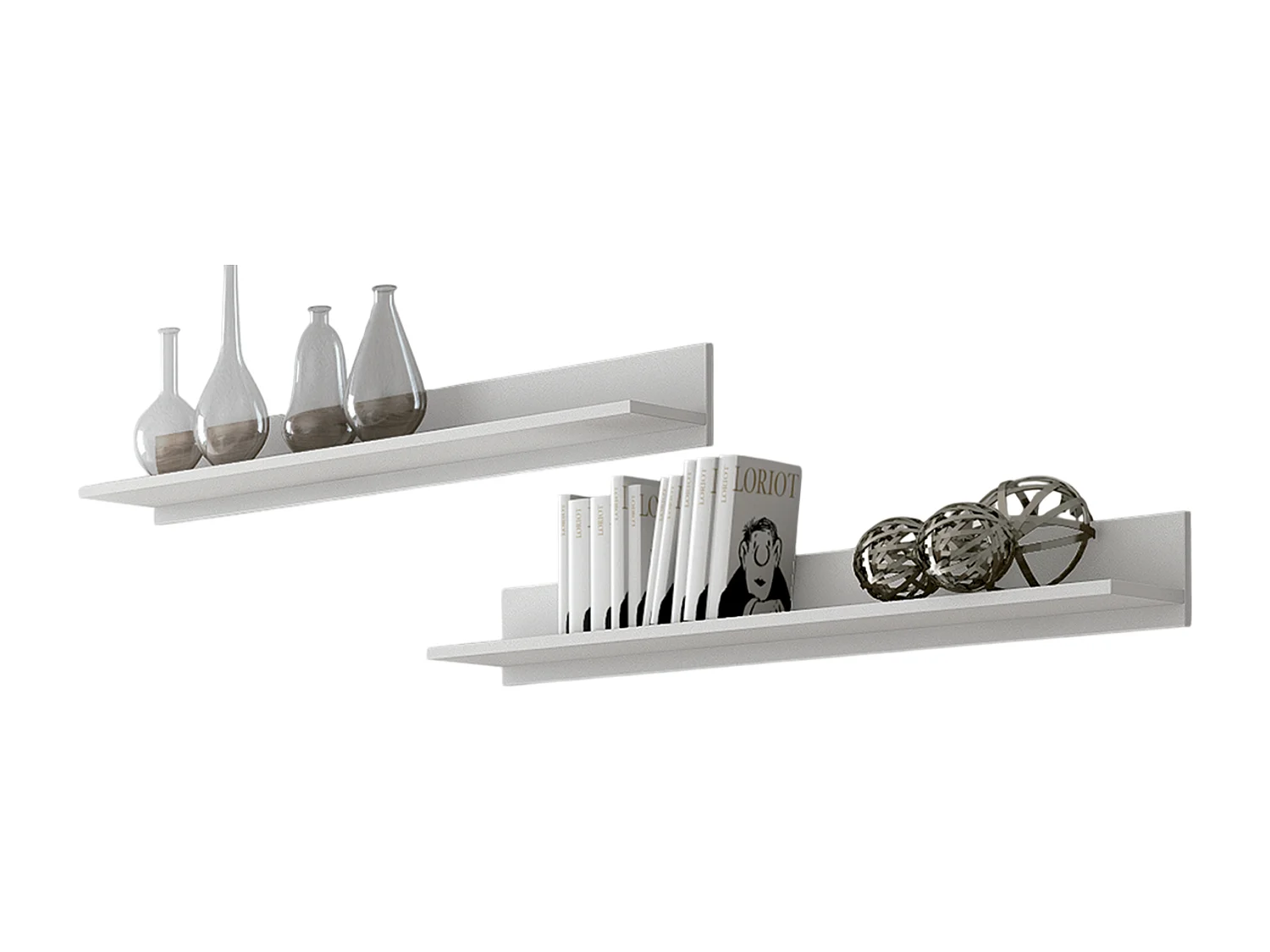 Set de meuble TV et 2 étagères murales coloris blanc/chêne - Longueur 180 x Profondeur 39,6 x Hauteur 49 cm