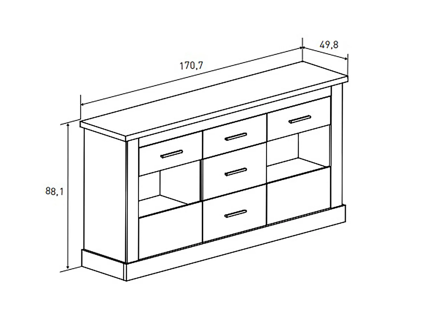 Ensemble de salon complet, meuble TV, étagère murale, vitrine, buffet, table à manger coloris chêne cambrian , blanc
