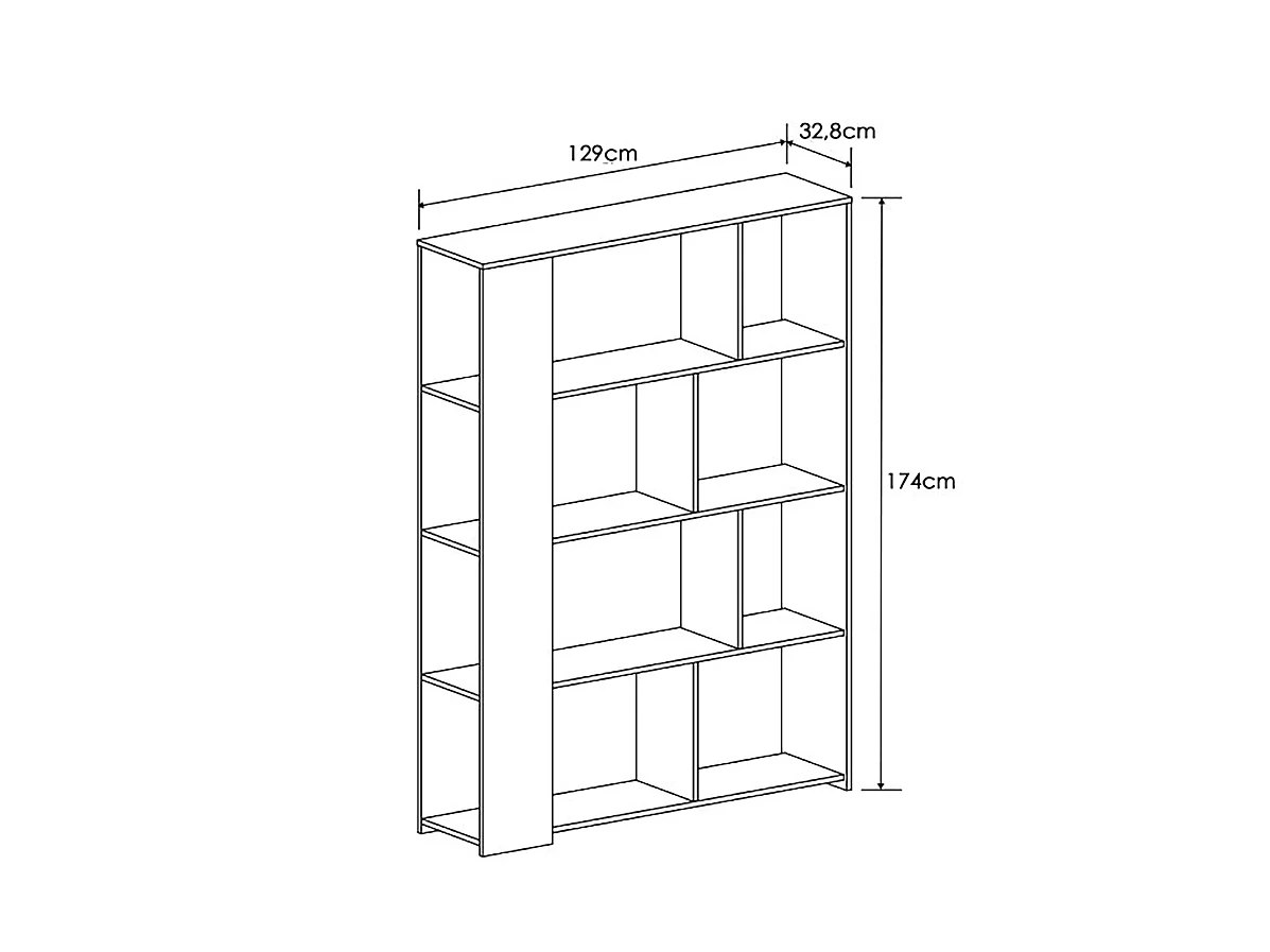 Ensemble de salon meuble TV + 1 étagère murale + Vitrine + bibliothèque coloris chêne cambrian/ blanc