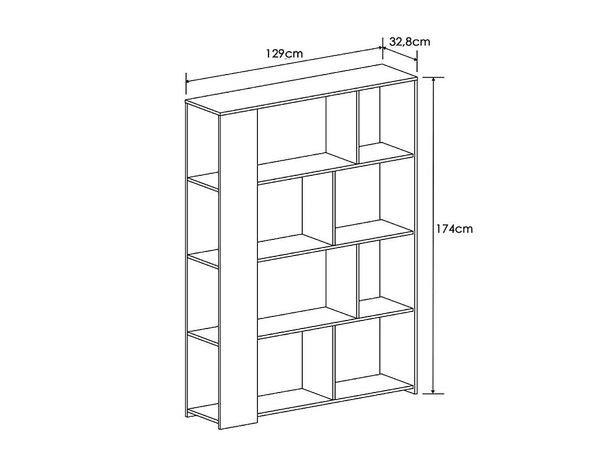Ensemble de salon meuble TV + 1 étagère murale + Vitrine + bibliothèque coloris chêne cambrian/ blanc