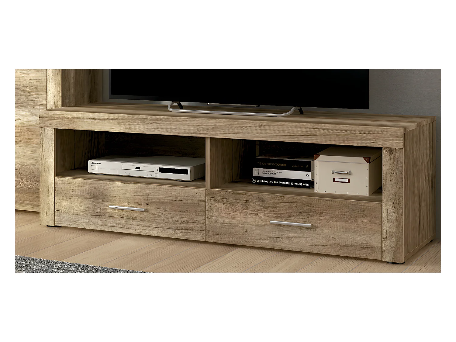 Ensemble de salon meuble TV + étagère murale + buffet coloris chêne chêne vieilli