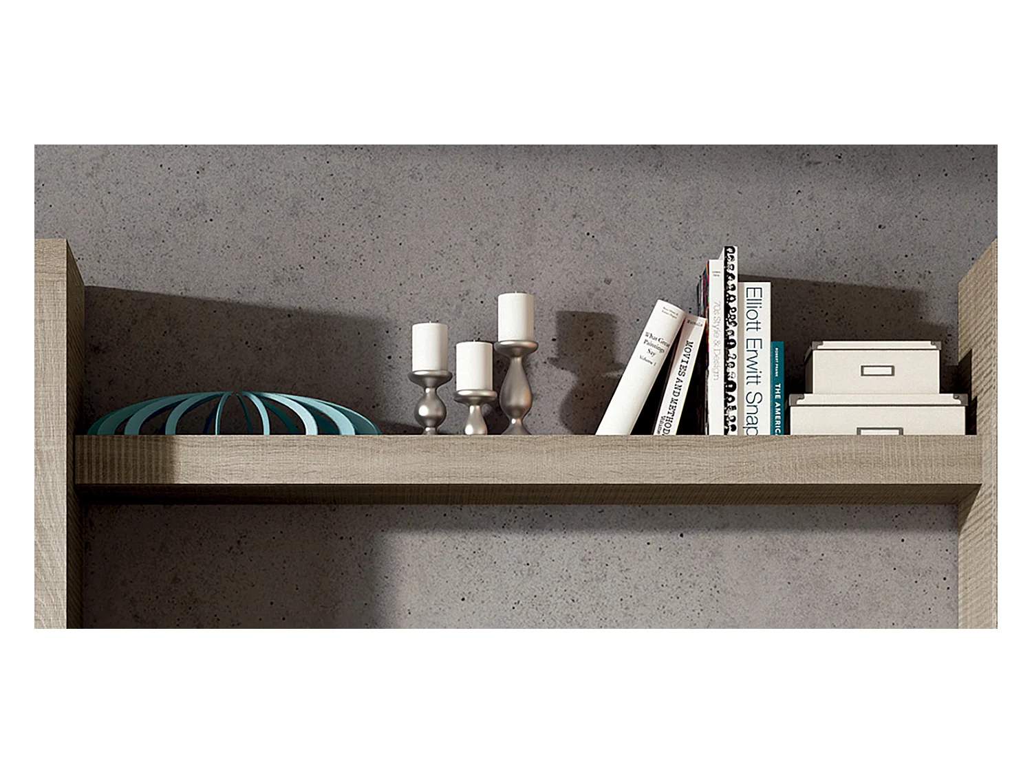 Ensemble de salon, meuble TV + étagère murale + vitrine coloris chêne cambrian, graphite