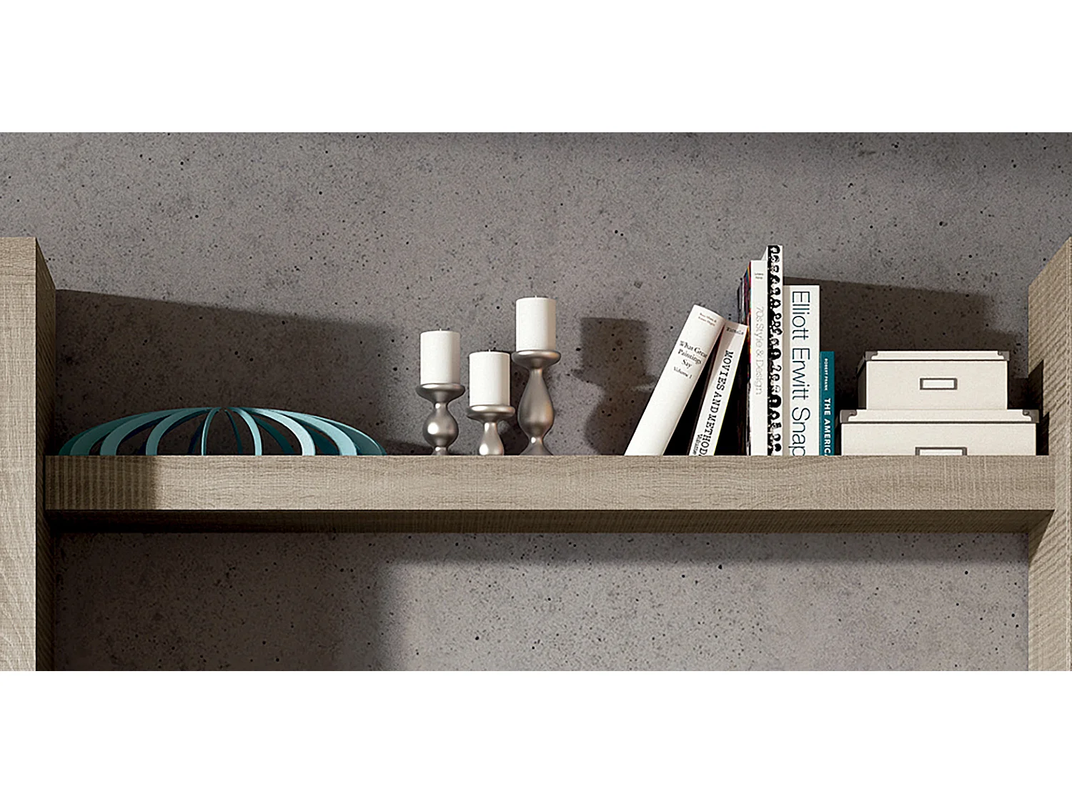 Ensemble de salon, meuble TV + étagère murale + vitrine coloris chêne cambrian, graphite