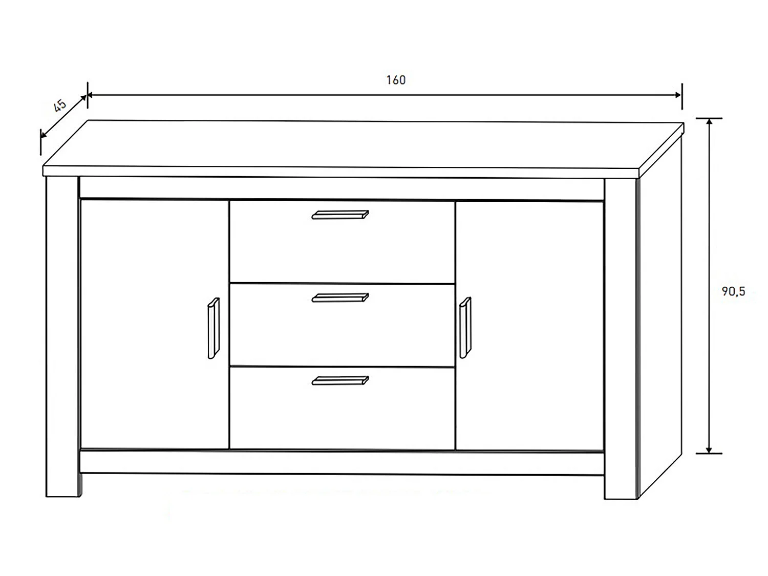Ensemble de salon complet meuble TV, table à manger, set de 4 chaises, buffet coloris chêne truffé, blanc vieilli