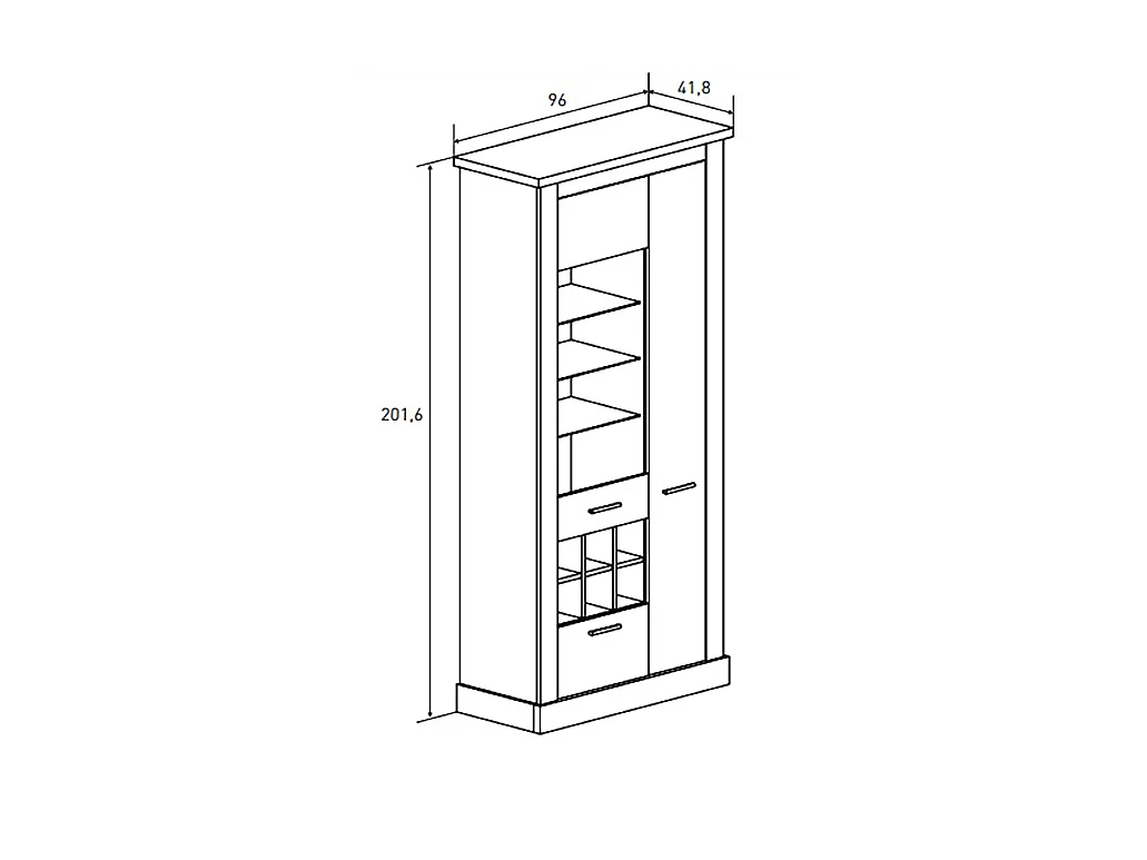 Ensemble de salon meuble TV + vitrine avec LED + Etagère murale + buffet coloris chêne cambrian, blanc