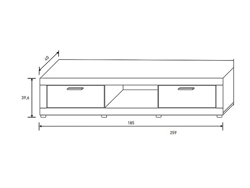 Ensemble de salon meuble TV + 1 étagère murale + vitrine murale avec LED + Buffet coloris chêne cambrian, blanc