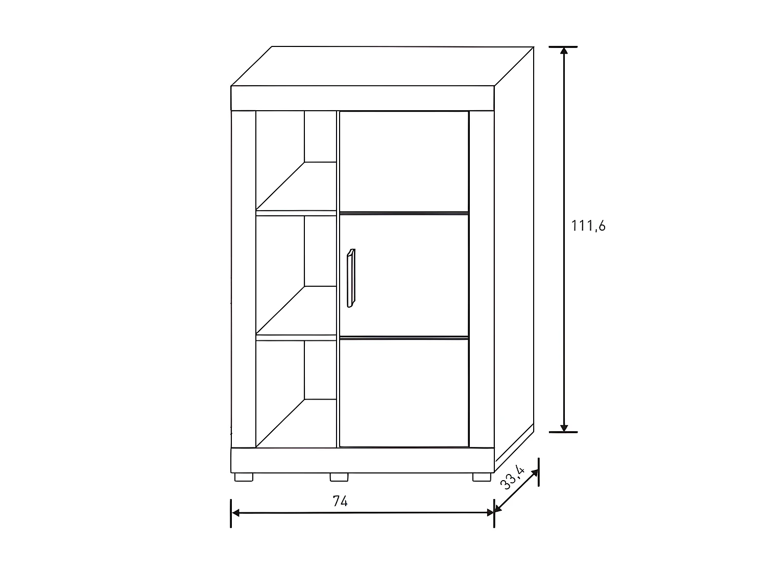 Ensemble de salon meuble TV + 1 étagère murale + vitrine murale avec LED + Buffet coloris chêne cambrian, blanc