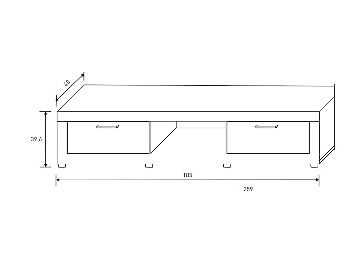 Ensemble de salon meuble TV + 1 étagère murale + vitrine murale avec LED + Buffet coloris chêne cambrian, blanc