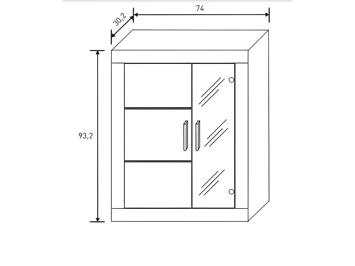 Ensemble de salon meuble TV + 1 étagère murale + vitrine murale avec LED + Buffet coloris chêne cambrian, blanc