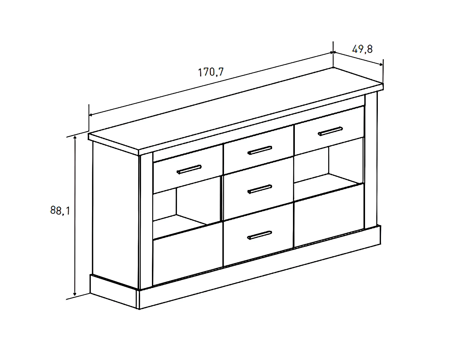 Ensemble de salon complet, meuble TV, étagère murale, vitrine, buffet, table à manger coloris chêne vieilli