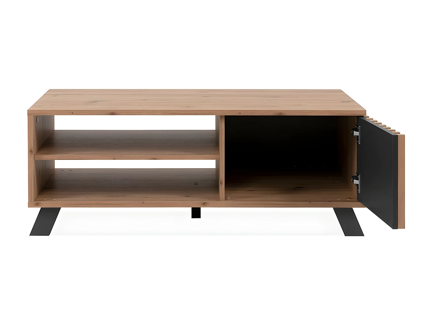 Table basse 1 porte et 2 niches décor chêne artisan L111 cm - LUBLIN