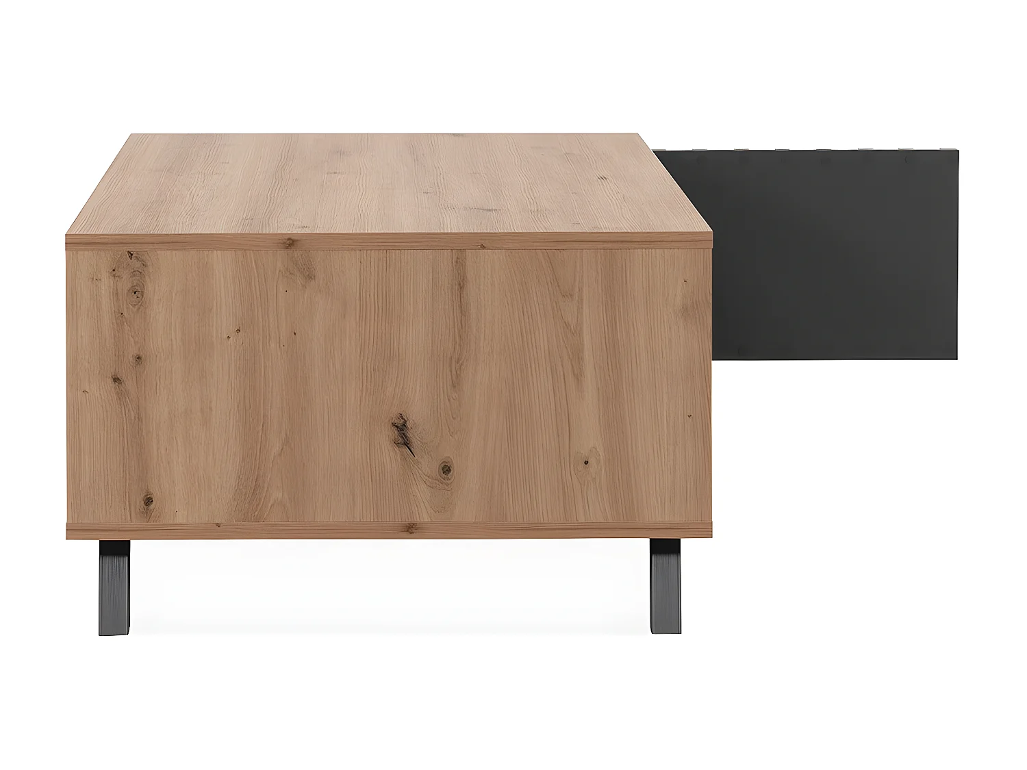 Table basse 1 porte et 2 niches décor chêne artisan L111 cm - LUBLIN