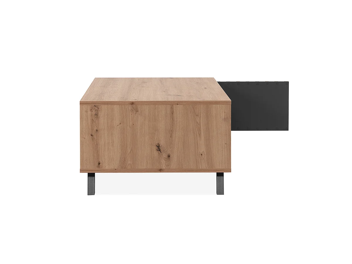 Mesa de café com 1 porta e 2 nichos, decoração em carvalho artesanal, L111 cm - LUBLIN