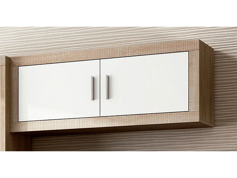 Meuble haut coloris chêne cambrian, blanc - Longueur 130 x profondeur 27,9 x hauteur 46 cm
