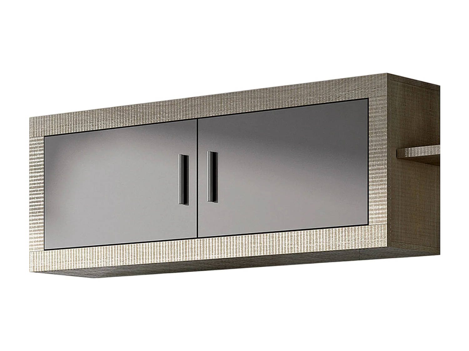 Meuble haut 2 portes coloris chêne cambrian, graphite - Longueur 130 x profondeur 27,9 x hauteur 46 cm