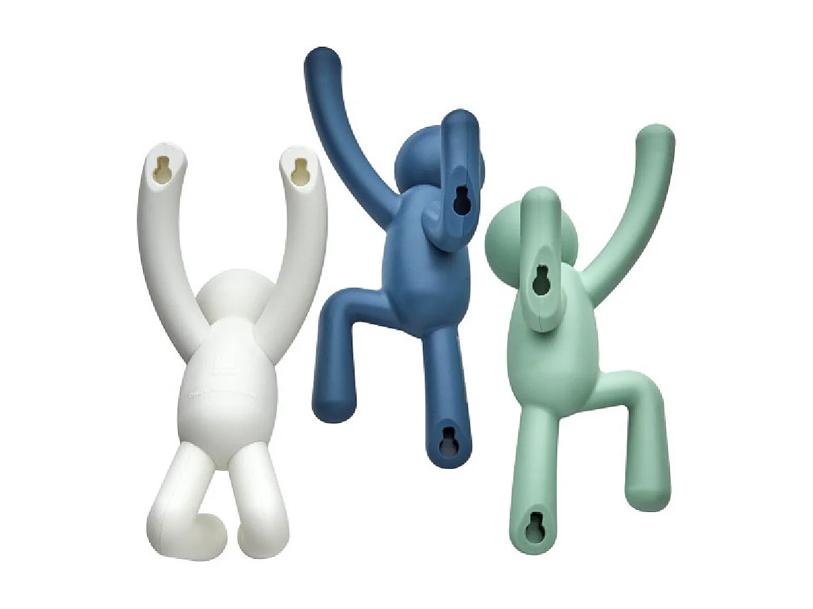 Lot de 3 patères murales avec fixations pastels Buddy Hook