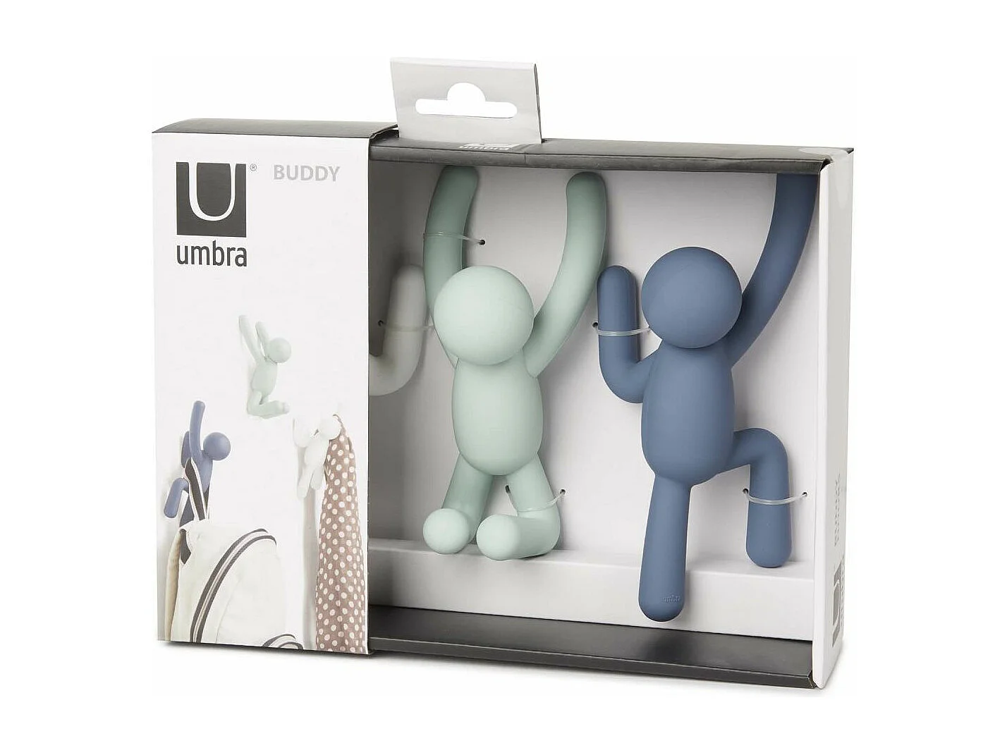 Lot de 3 patères murales avec fixations pastels Buddy Hook