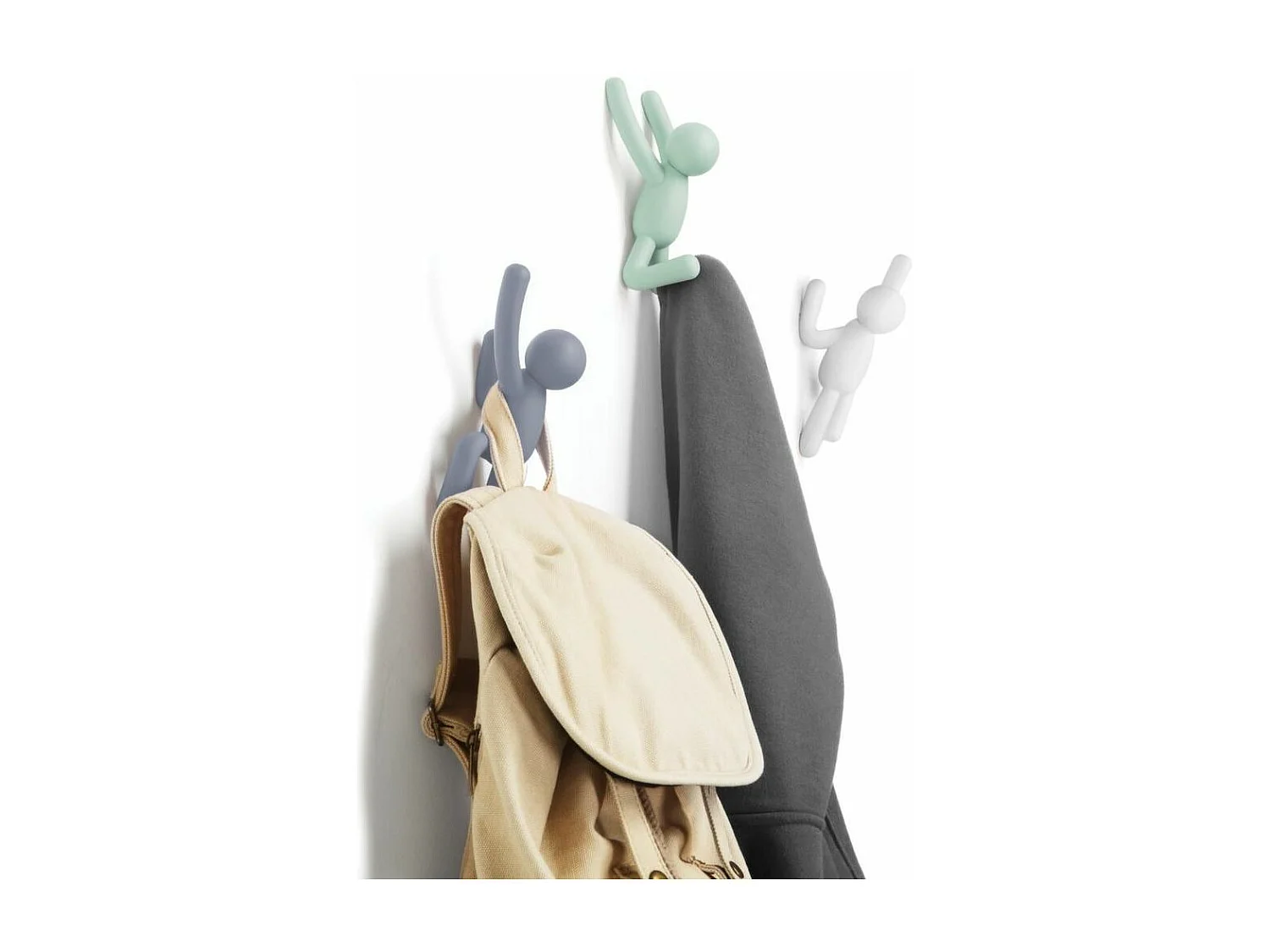 Lot de 3 patères murales avec fixations pastels Buddy Hook