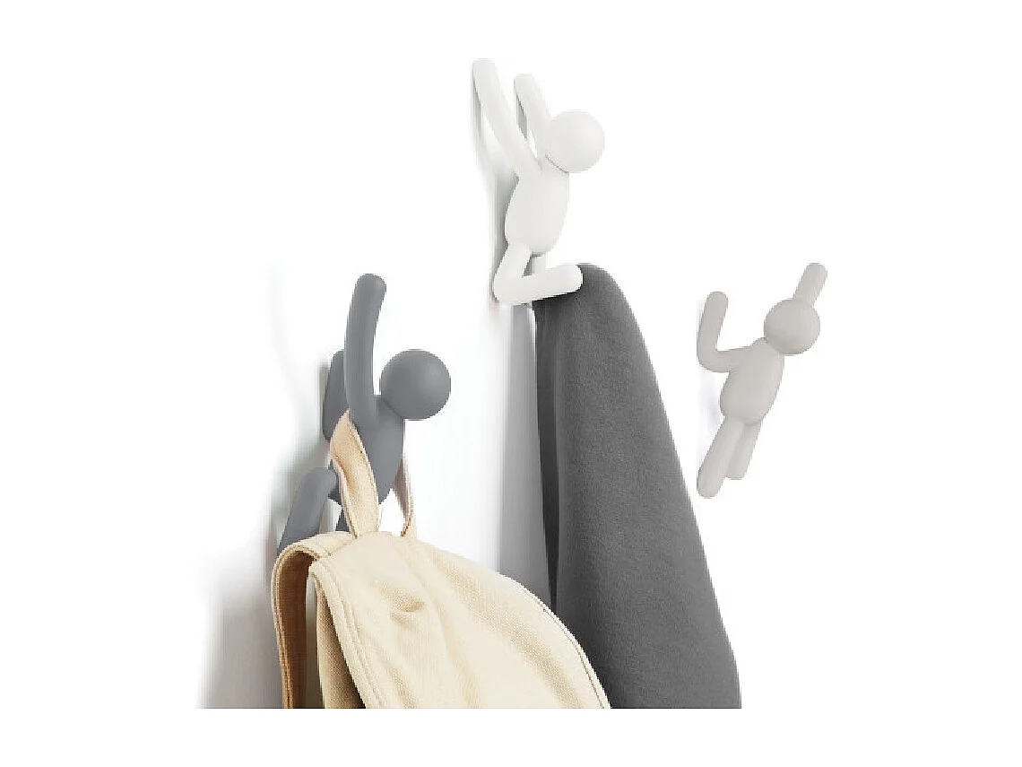 Lot de 3 patères murales avec fixations assortis gris Buddy Hook
