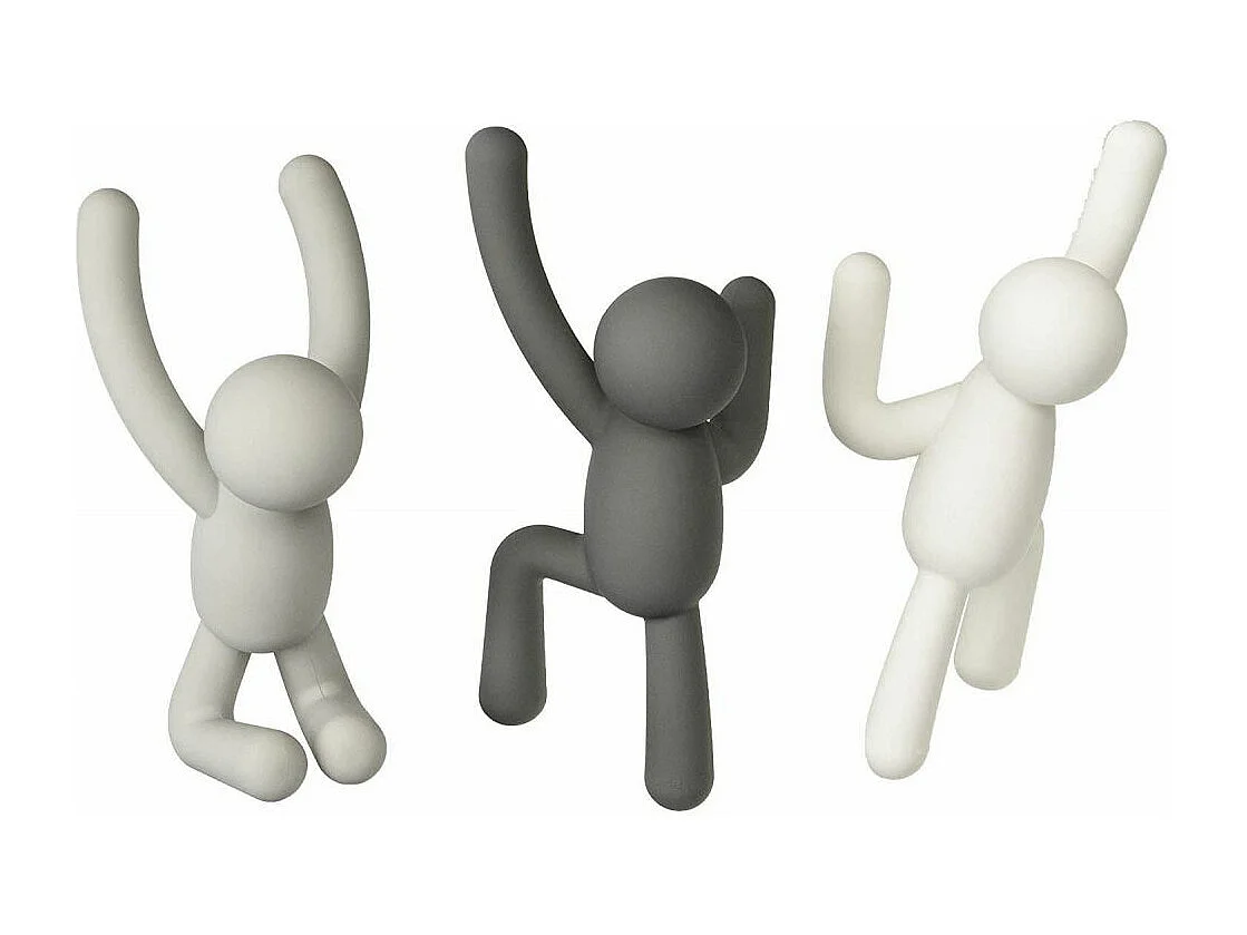 Lot de 3 patères murales avec fixations assortis gris Buddy Hook