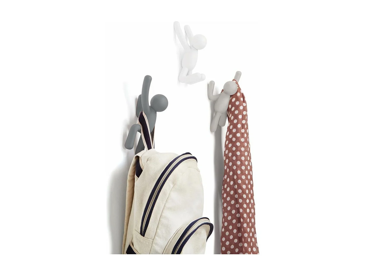 Lot de 3 patères murales avec fixations assortis gris Buddy Hook