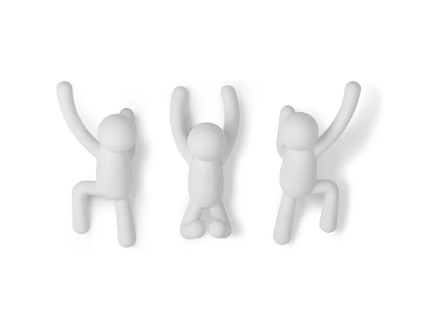 Lot de 3 patères murales avec fixations blanc Buddy Hook