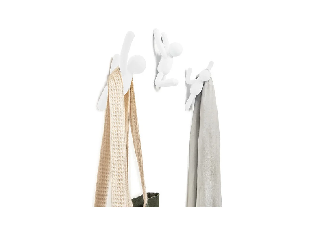 Lot de 3 patères murales avec fixations blanc Buddy Hook