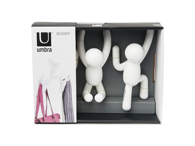 Lot de 3 patères murales avec fixations blanc Buddy Hook