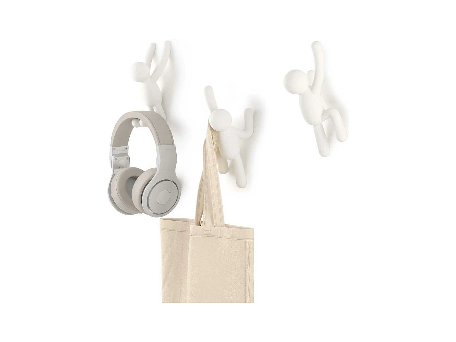 Lot de 3 patères murales avec fixations blanc Buddy Hook