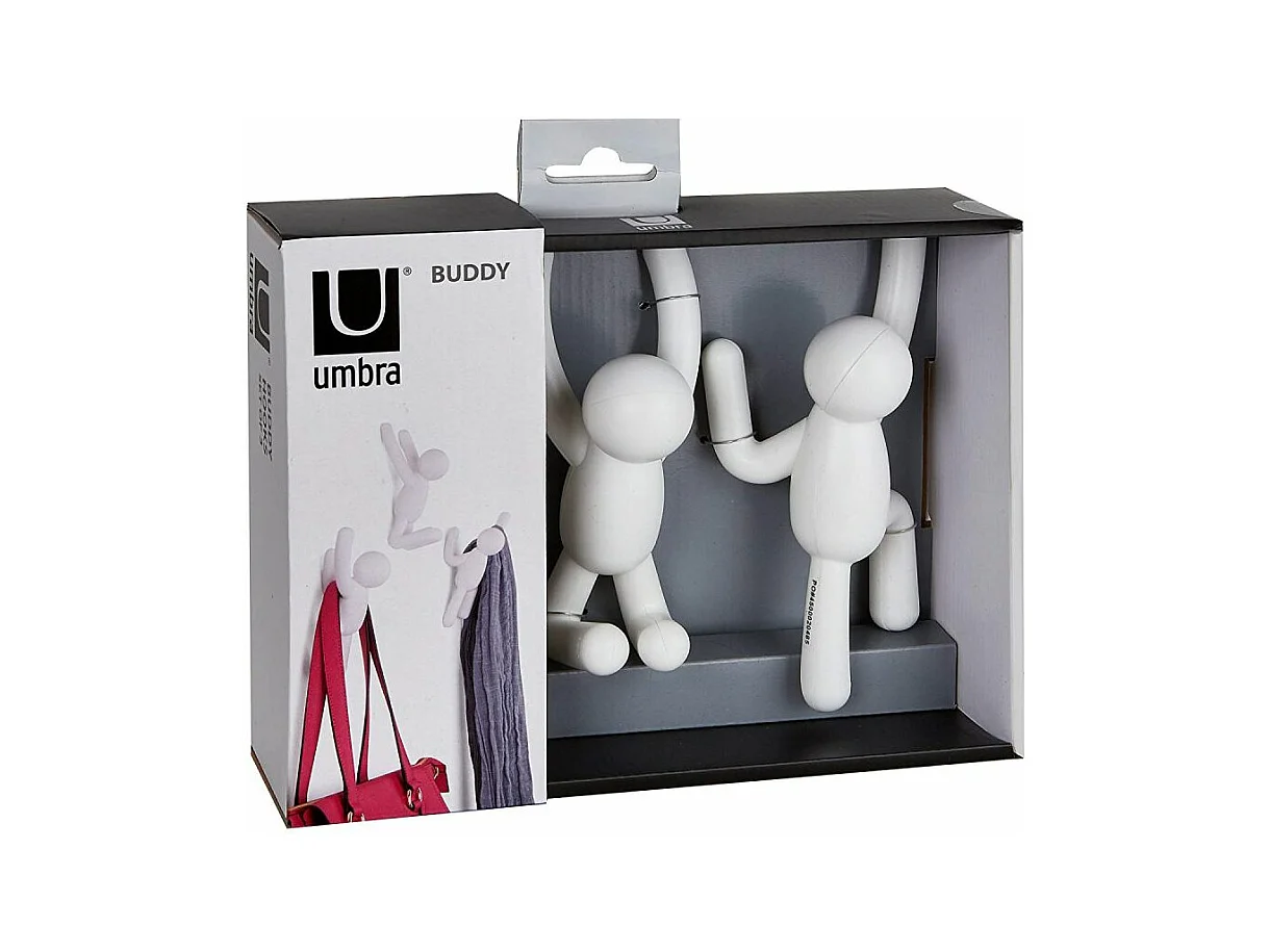 Lot de 3 patères murales avec fixations blanc Buddy Hook