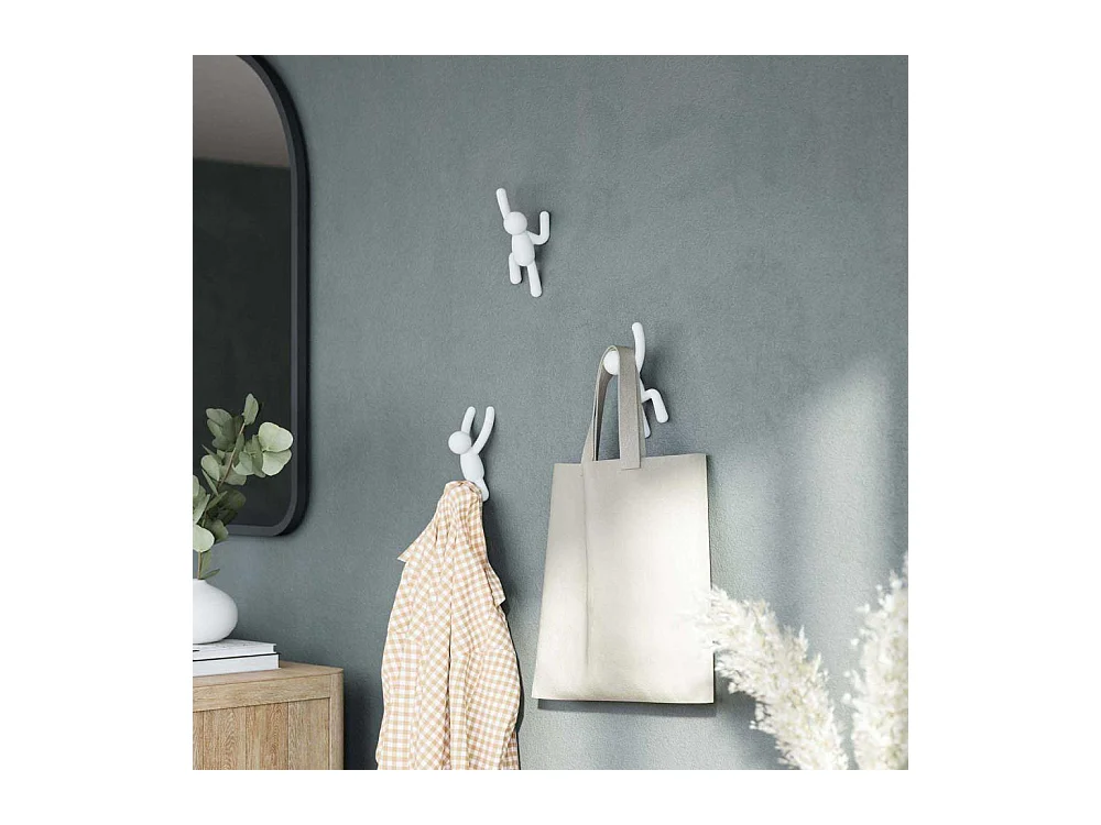 Lot de 3 patères murales avec fixations blanc Buddy Hook
