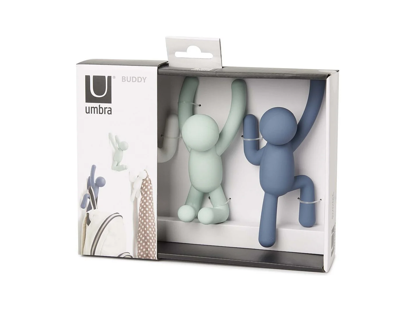 Lot de 3 patères murales avec fixations blanc Buddy Hook