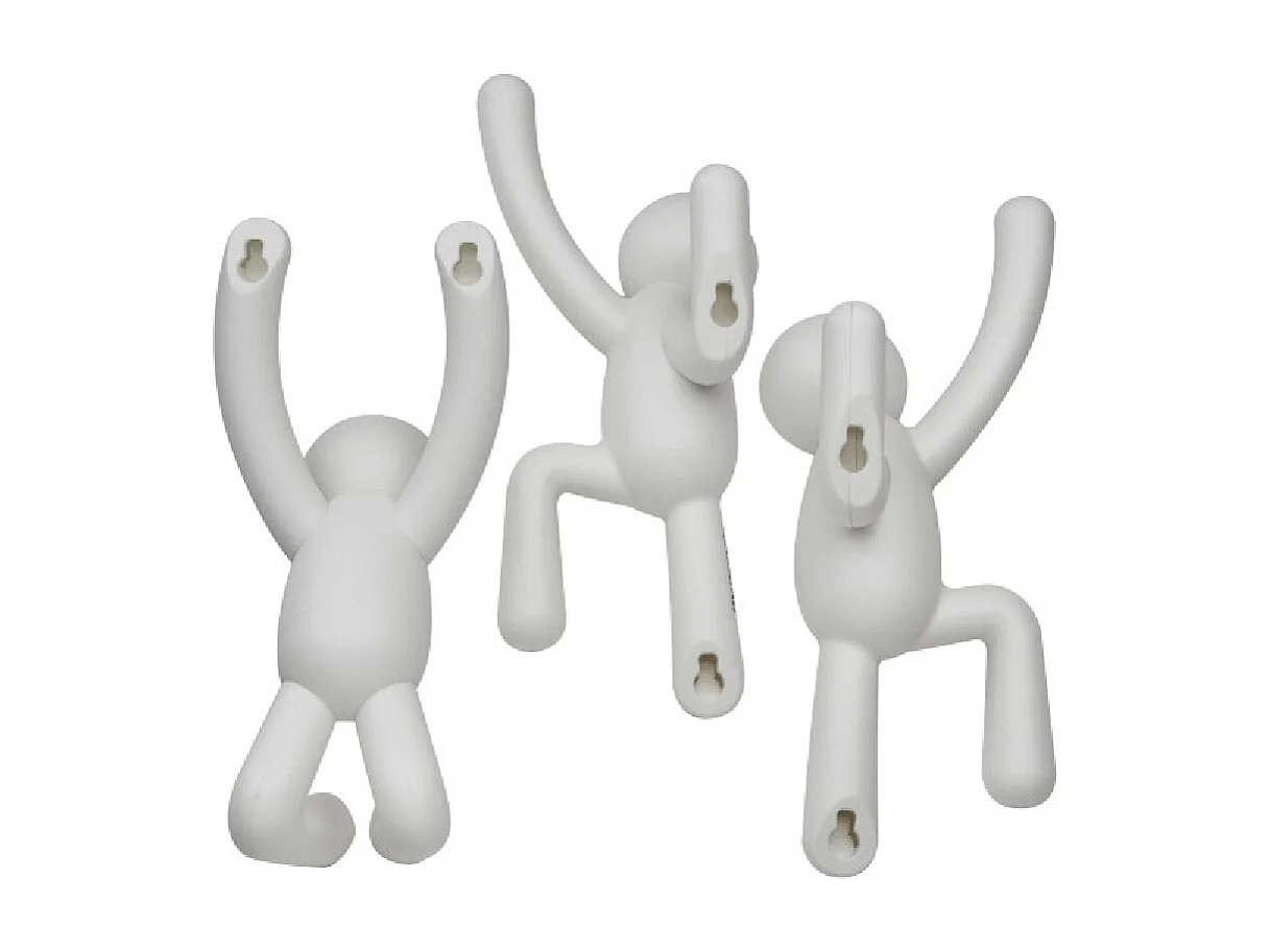 Lot de 3 patères murales avec fixations blanc Buddy Hook