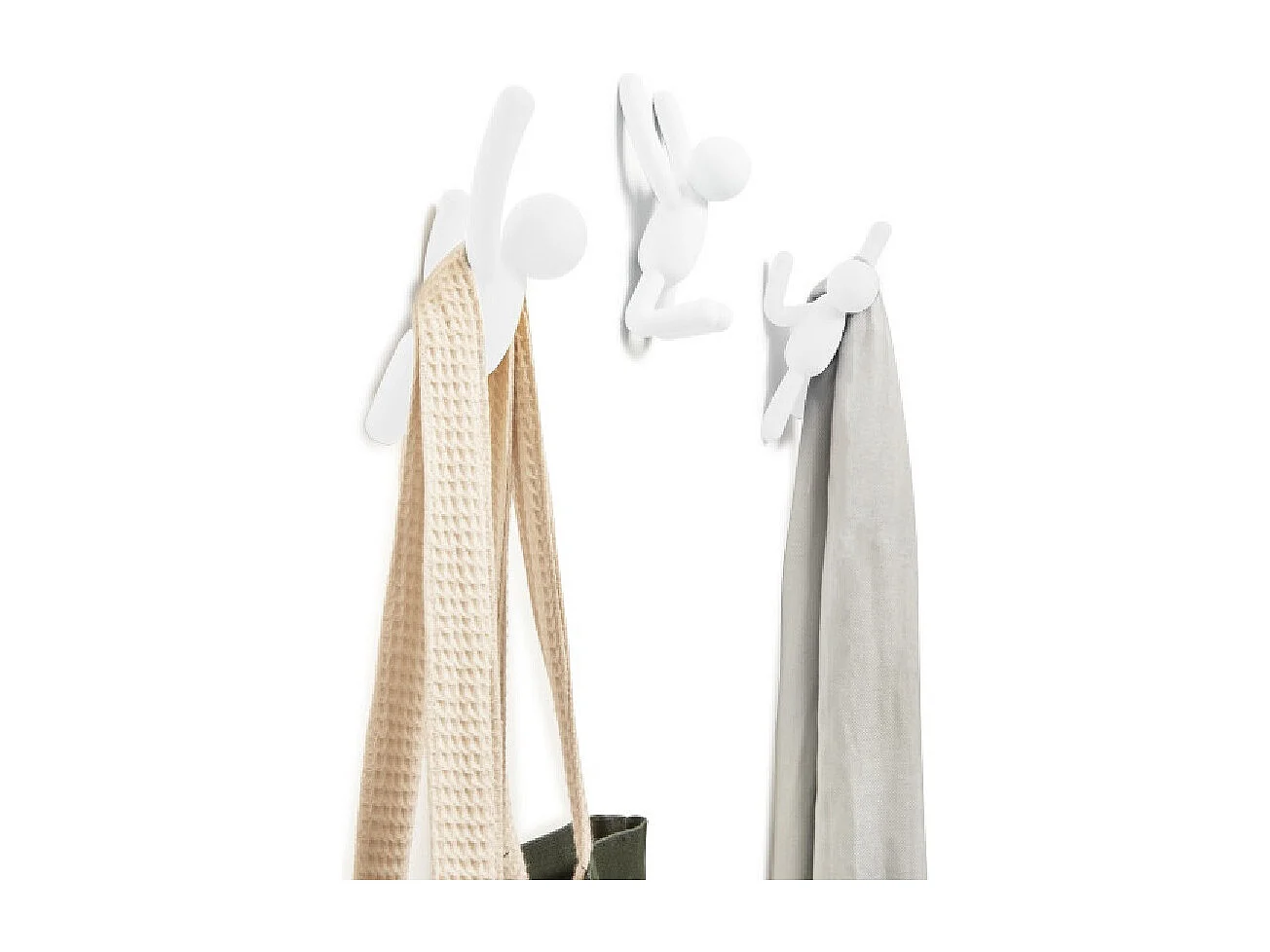 Lot de 3 patères murales avec fixations blanc Buddy Hook