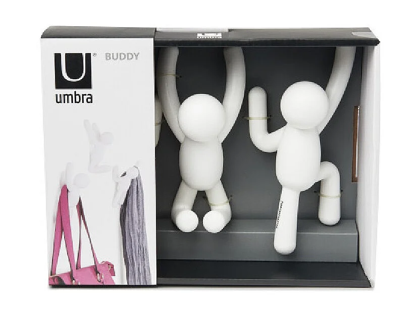 Lot de 3 patères murales avec fixations blanc Buddy Hook