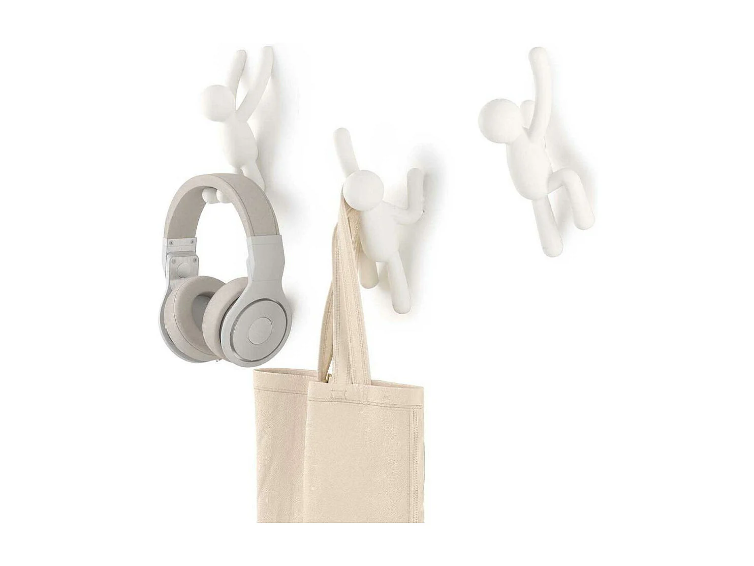 Lot de 3 patères murales avec fixations blanc Buddy Hook