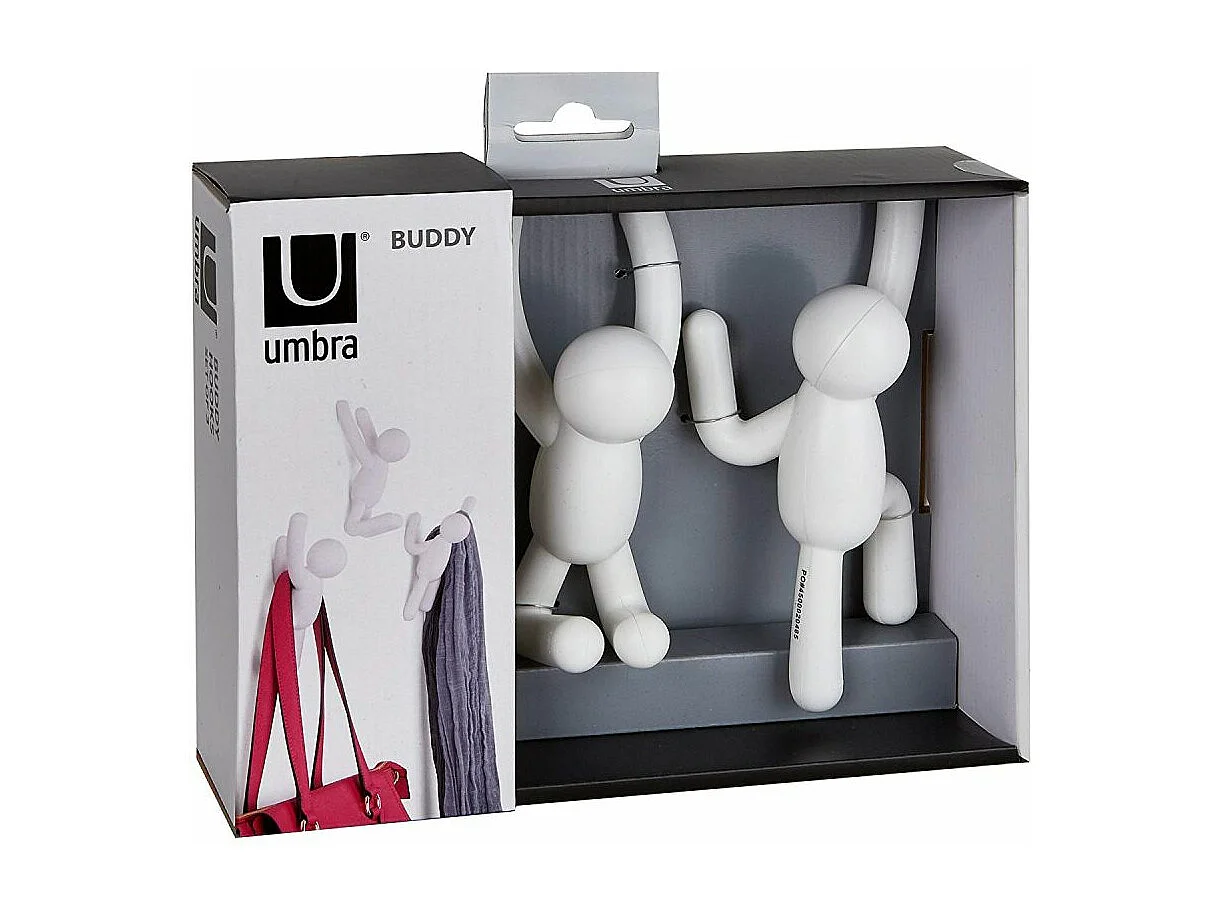 Lot de 3 patères murales avec fixations blanc Buddy Hook