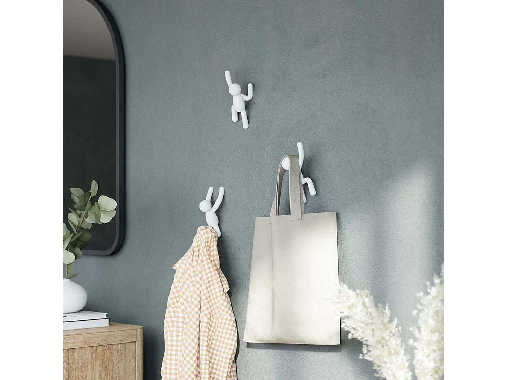 Lot de 3 patères murales avec fixations blanc Buddy Hook