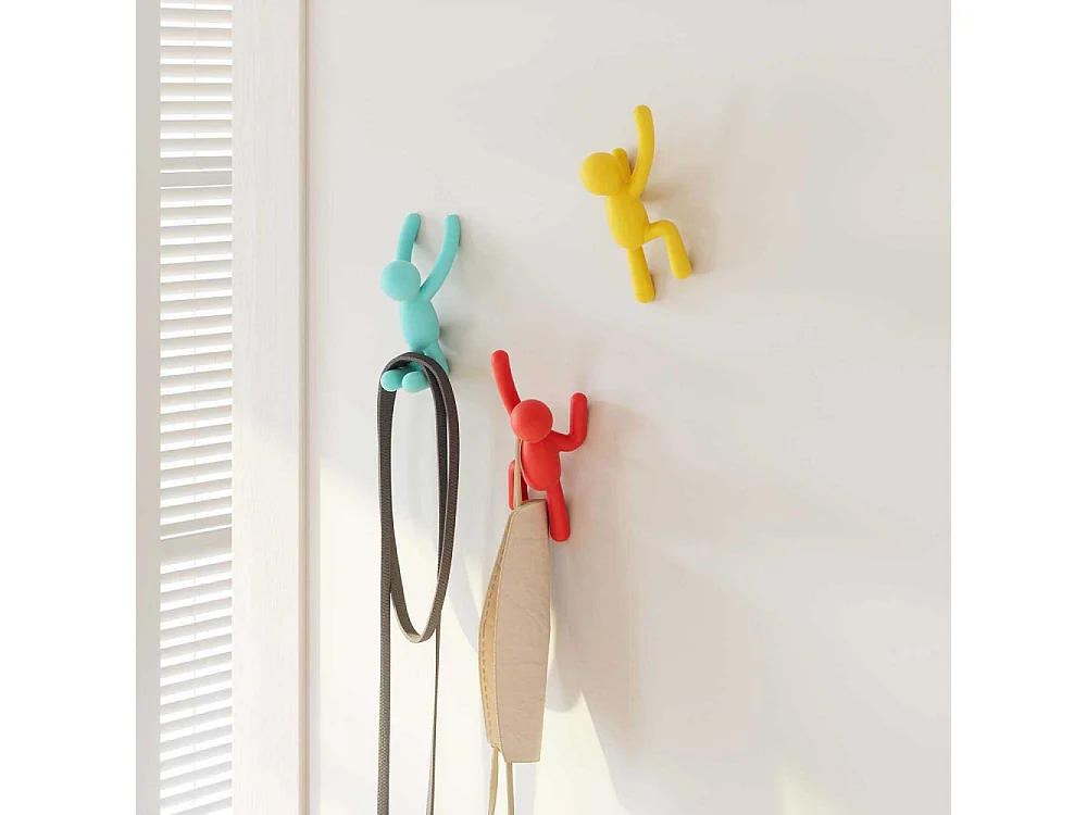 Lot de 3 patères murales avec fixations assorties Buddy Hook