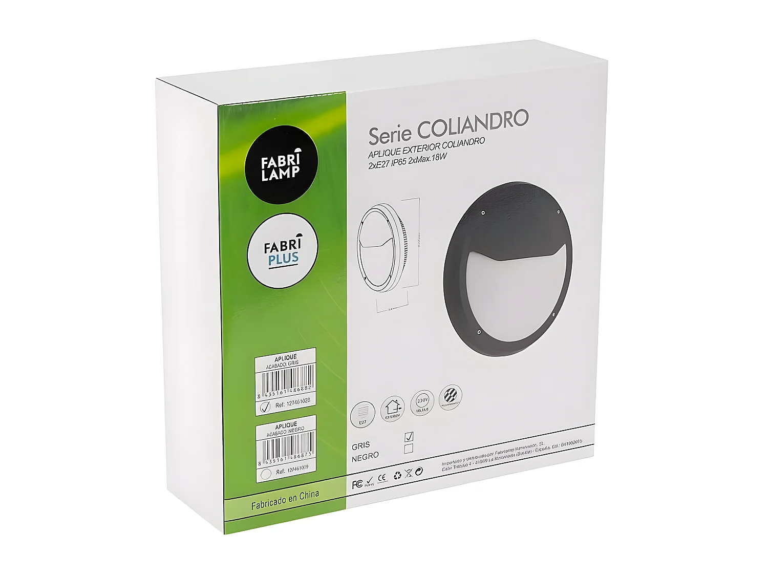 Aplique Para Exterior  Modelo Coliandro Acabado Gris Ip65