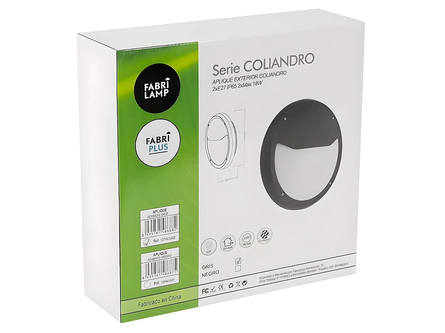 Modello esterno Coliandro finitura Grigio Ip65 FABRILAMP