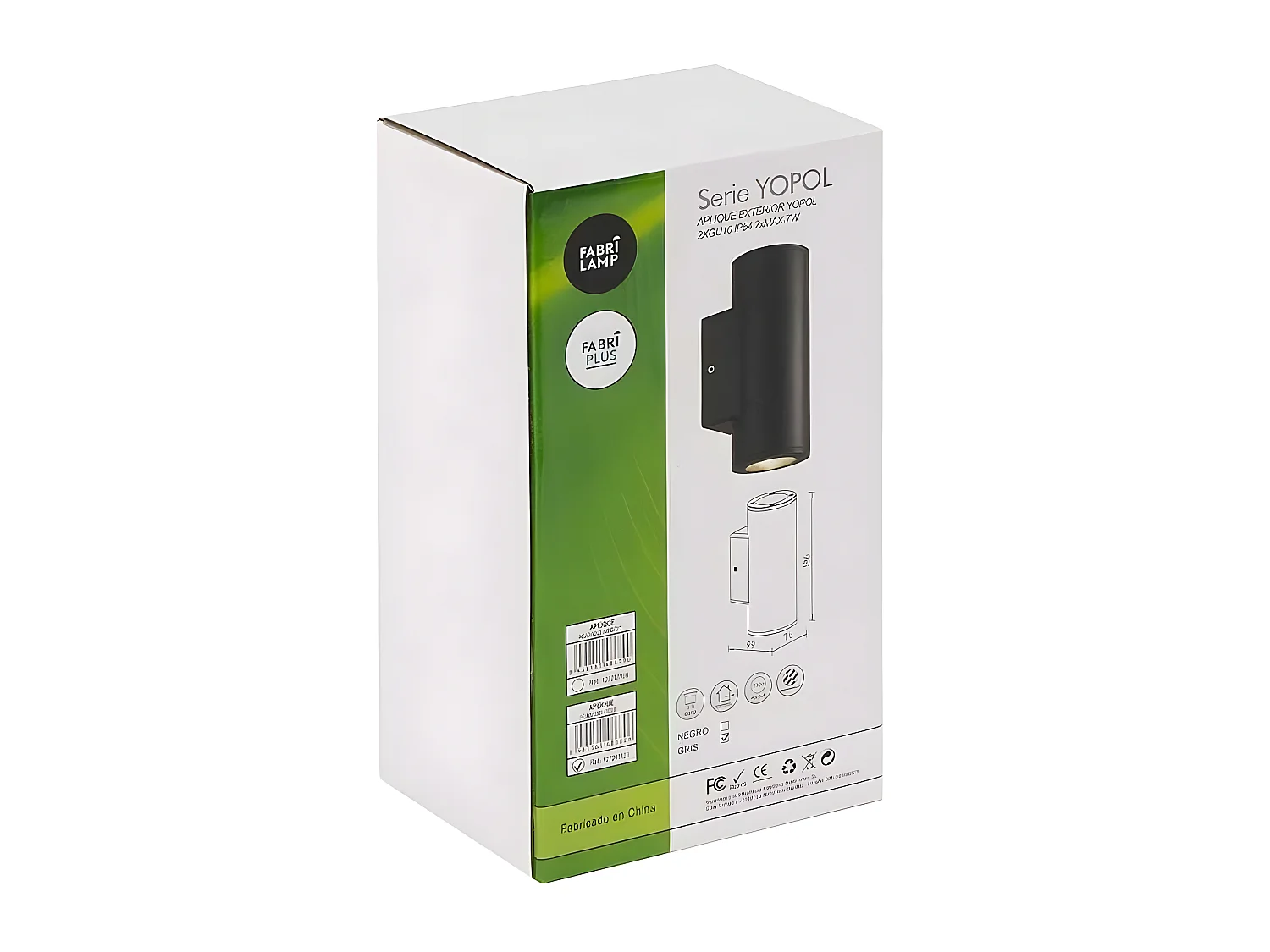 Lampada da parete cilindrica da esterno Yopol Black Ip54 FABRILAMP