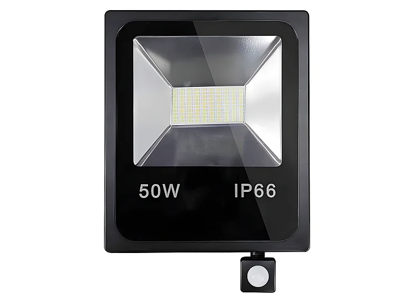 Proyector Exterior Led 50w  Con Sensor Olivino Acabado Negro