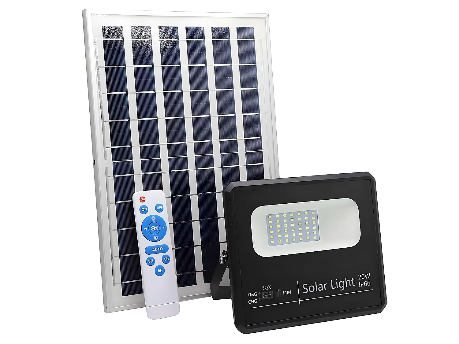 MALAQUITA Projecteur solaire noir avec télécommande FABRILAMP