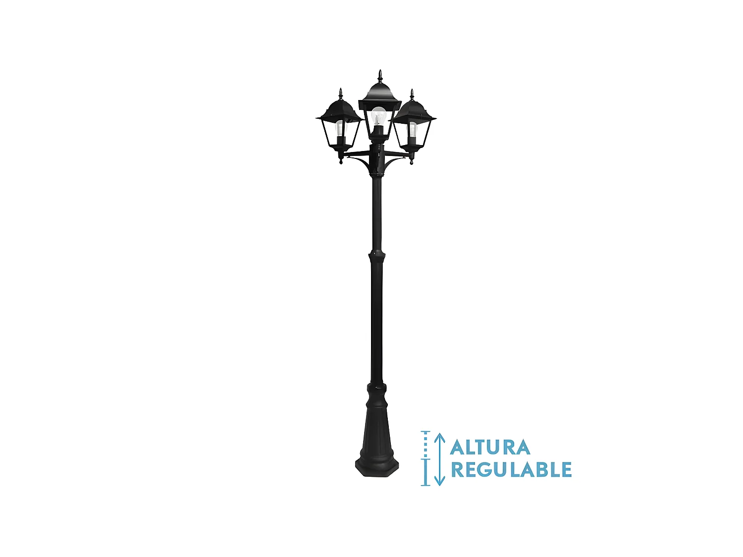 Farola Exterior Aluminio  En Negro Modelo Spica 3 Luces