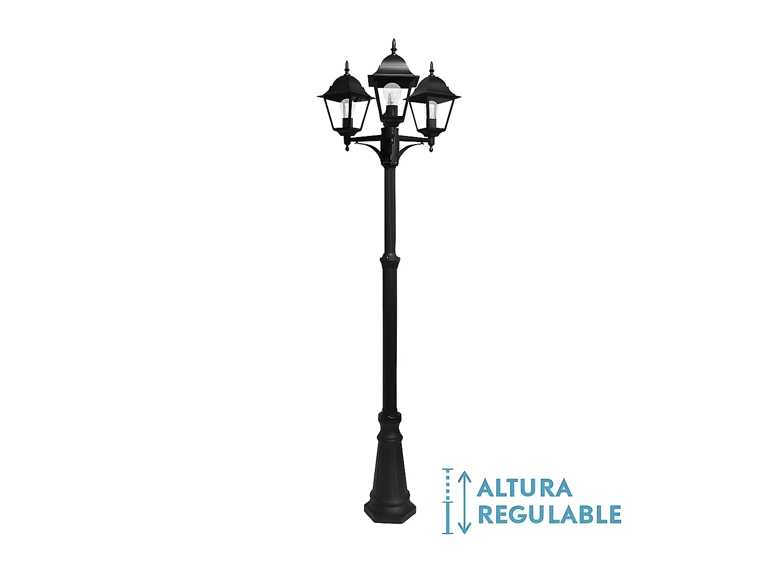 Farola Exterior Aluminio  En Negro Modelo Spica 3 Luces