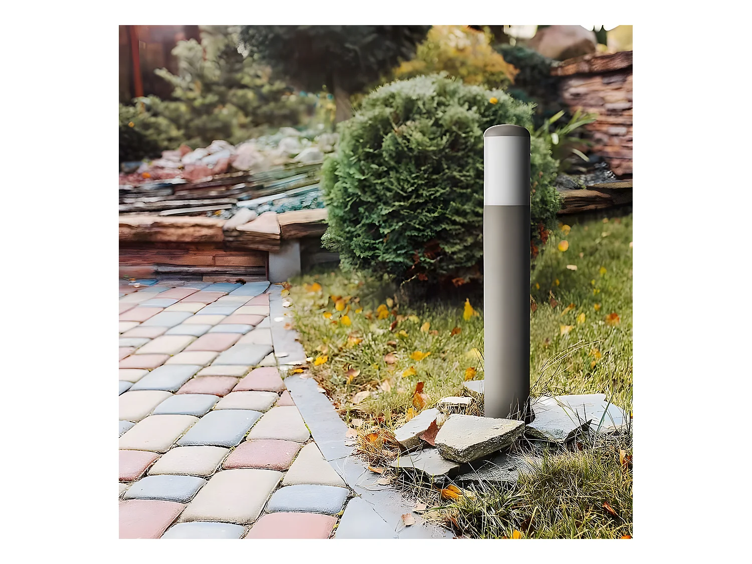 Pilar De Luz Exterior Azafran Gris 40 Cm  Ip44