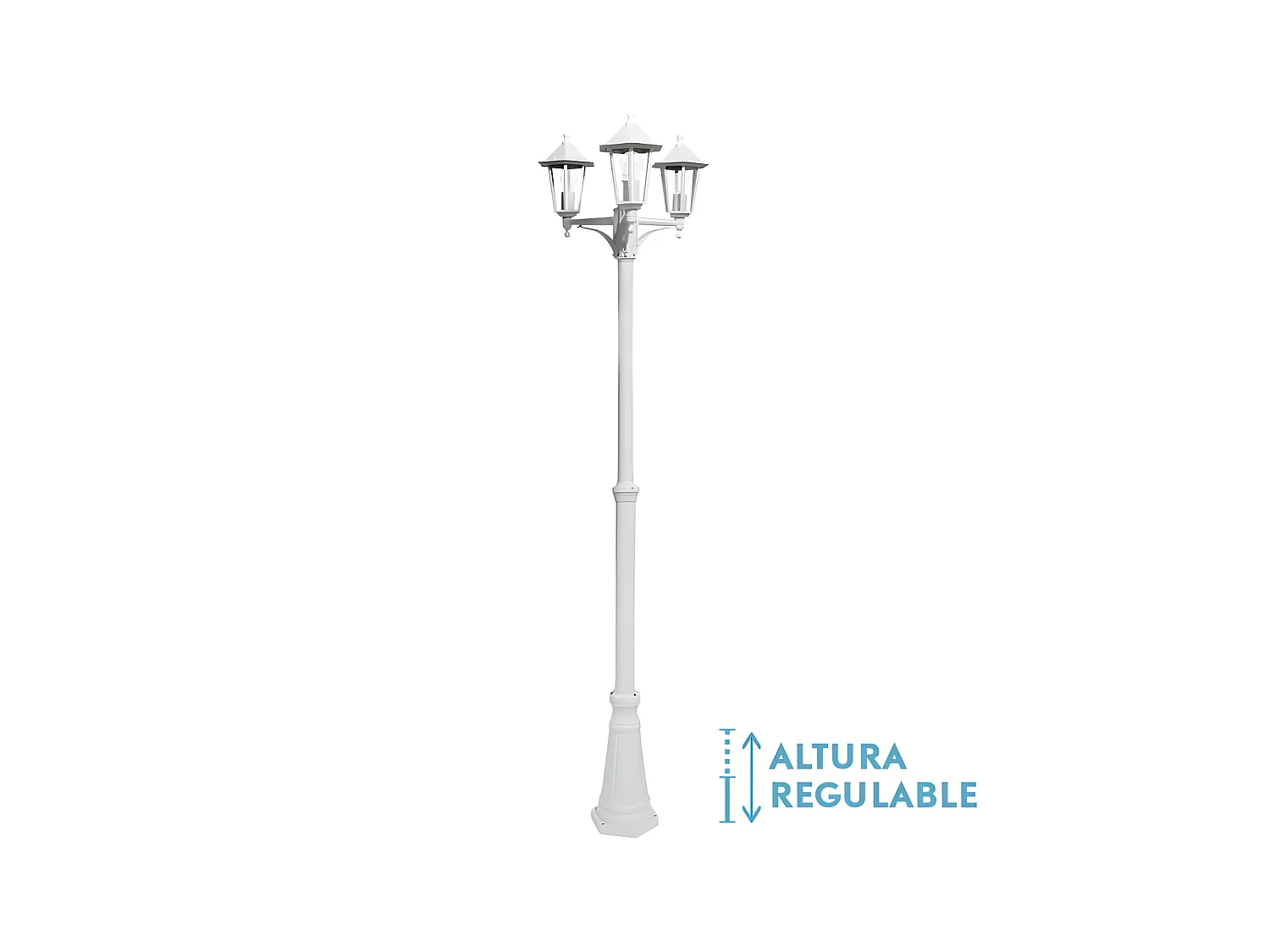 Farola De Tres Luces Blanca, En Aluminio Modelo Auriga